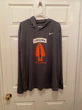 Nike Pro Virginia UVA Cavaliers Football Team Issued Gray Dri-Fit Hoodie XL